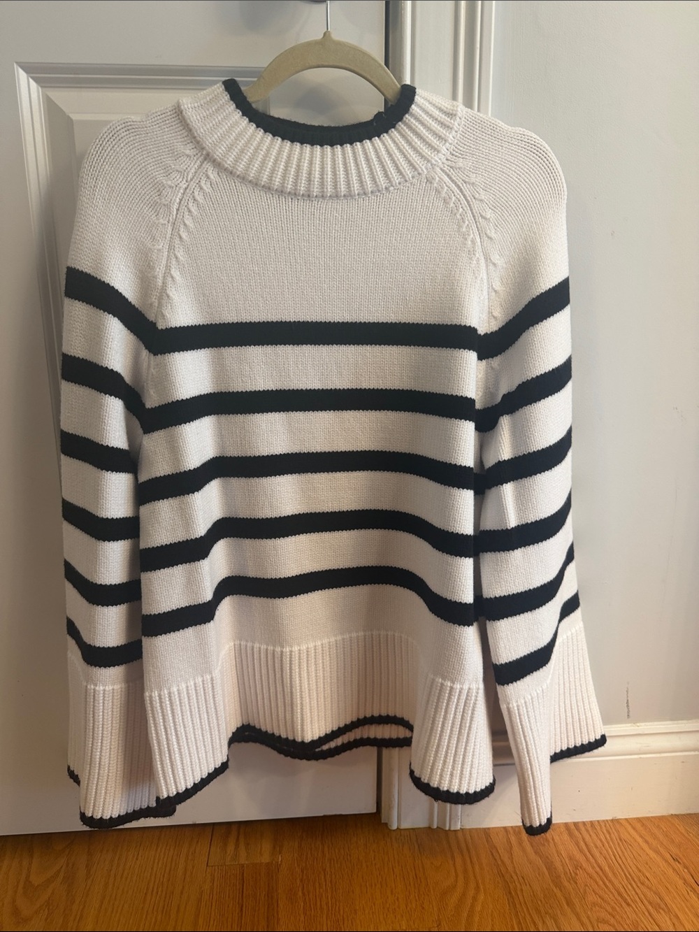 Philosophy Black & White Striped Crewneck Sweater